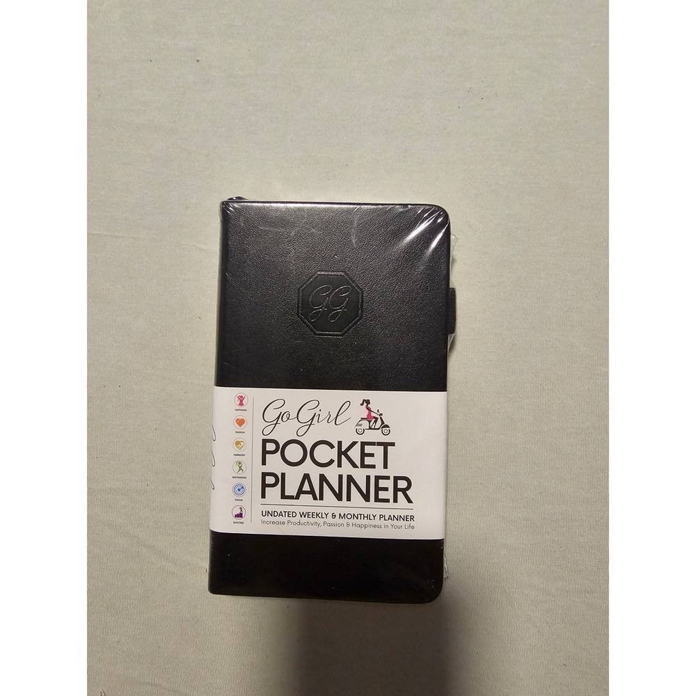 GoGirl Pocket Planner Undated Weekly‎ Monthly 12 Month Black 144 Pages New